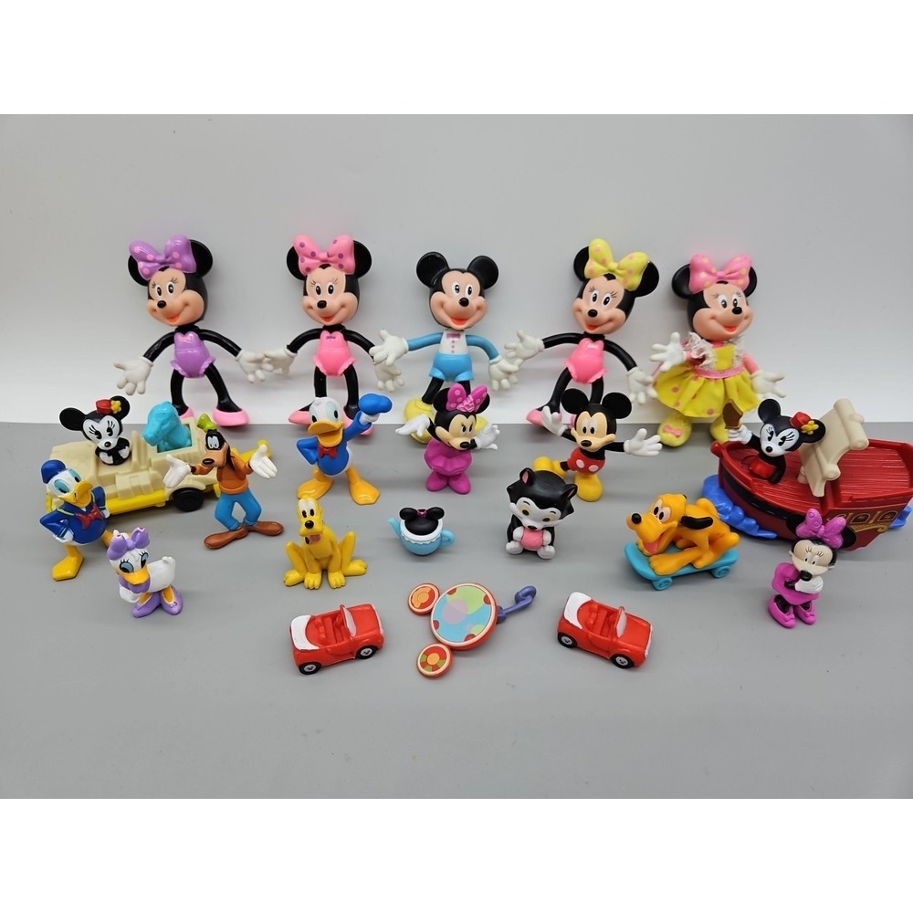 Minnie Mouse Mickey Mouse & Friends Plastic Poseable Figurines Vintage Lot Of 21